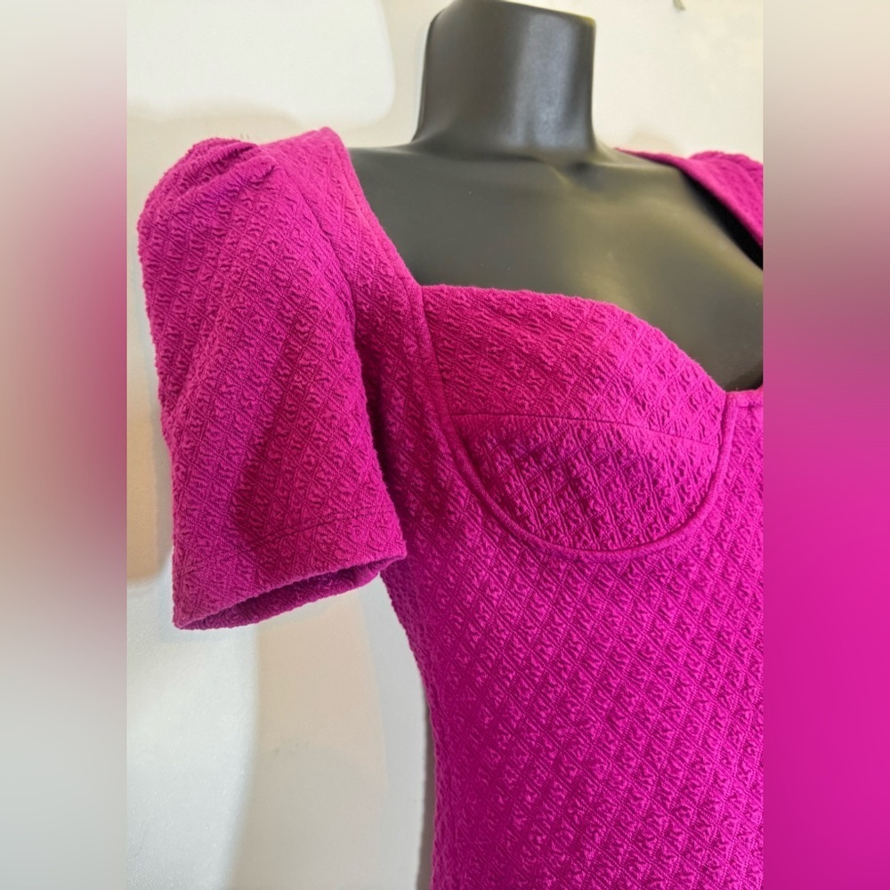 Betsey Johnson Pinup Sweetheart Neck Bodycon Mini Dress - Magenta | S - Picture 9 of 13